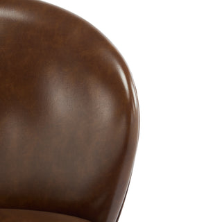 Sunvega Dark Brown Faux Leather Upholstered Bar Stool with Gilded Metal Frame Set of 2