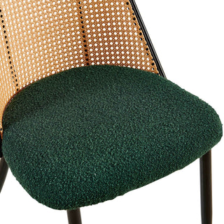 Sunvega Hand-Woven Natural Cane Back Upholstered Rattan Dining Chairs Set of 4