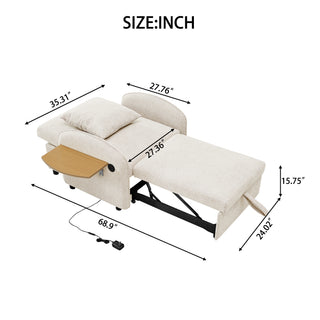 Sunvega 3-in-1 Convertible Sofa Bed with Computer Board USB Ports for Work and Relaxation