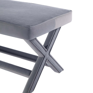 Sunvega Mid-Century Modern Velvet Upholstered Accent Bench with X-Crossed Legs