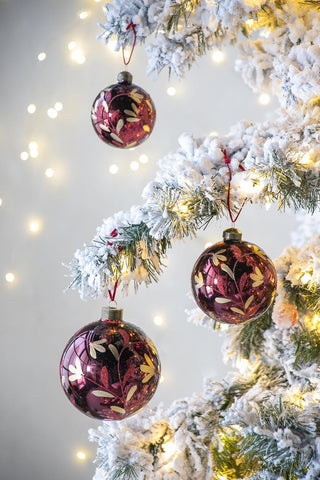Sunvega Glass Glitter Painted Christmas Ball Ornaments Set of 12 for Holiday Decor