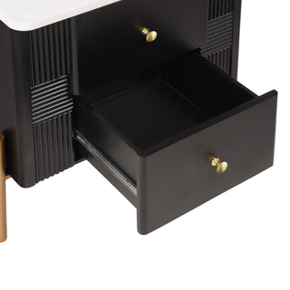 Sunvega Modern Nightstand with 2 Storage Drawers and Golden Metal Handles for Bedroom
