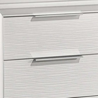 Sunvega White Nightstand with Two Silver Metal Drawers for Bedroom