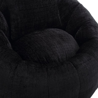 Sunvega Modern Pumpkin Shape Bean Bag Chair with Ottoman for Living Room