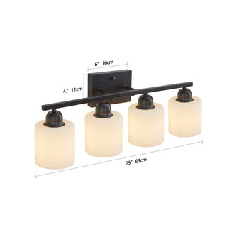 Sunvega Gold Vanity Light Fixture with Milky White Glass Shade for Mirror Bathroom