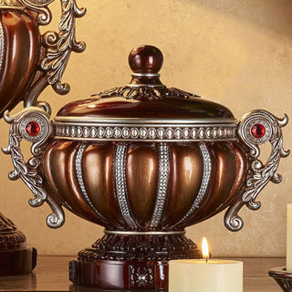 Sunvega Reddish Bronze Jewelry Box with Silver Accents and Bejeweled Decor