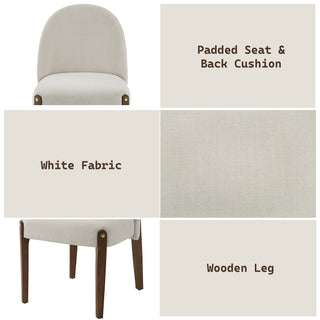 Sunvega White Chenille Upholstered Side Chair with Foam Seat (Set of 2)