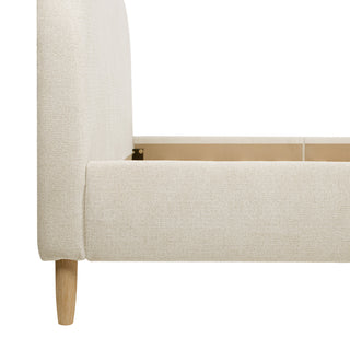 Sunvega King Upholstered Platform Bed with Curved Headboard in Oatmeal Chenille