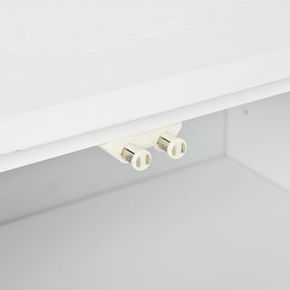 Sunvega White Modern High-Gloss Storage Cabinet with Carved Door Panels and Adjustable Shelves