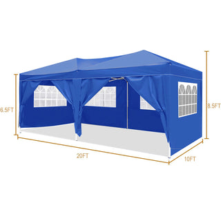 Sunvega 10x20 Pop Up Canopy Tent with 6 Removable Sidewalls and Carry Bag