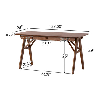 Sunvega Modern Rubberwood Desk with Drawer for Home Office Workstation 57 Inch