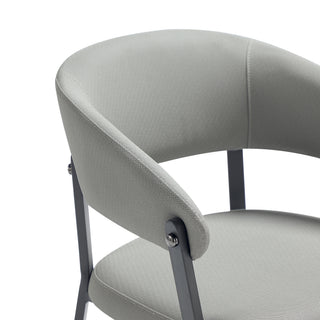 Sunvega Modern Upholstered Leatherette Dining Chair with Grey Metal Frame