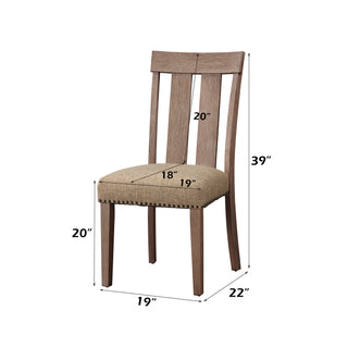 Sunvega Fabric Upholstered Maple Finish Armless Side Chair Set of 2