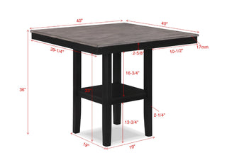 Sunvega Farmhouse Style Black Gray Two Tone Finish Square Counter Height Dining Set