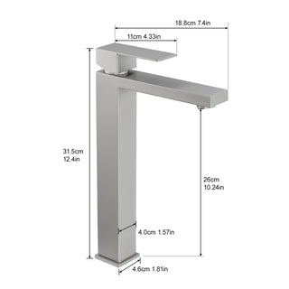 Sunvega Brushed Nickel Single Hole Waterfall Bathroom Sink Faucet with Single Handle