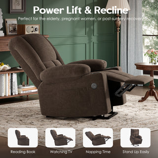Sunvega Power Lift Recliner Chair with Massage Heat USB Ports and Cup Holders