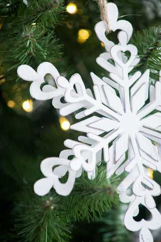 Sunvega Weathered Finish Iron Snowflake Hanging Ball Ornaments for Holiday Decor