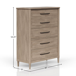 Sunvega 5 Drawer Chest with Sand Finish and Cedar Lined Bottom Drawer