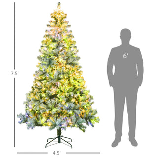 Sunvega Pencil Artificial Xmas Tree with Faux Snow Flocked Full Branch Tips Flame-retardant