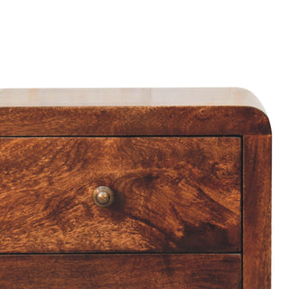 Sunvega Solid Wood California Walnut Naya Bedside with 3 Spacious Drawers and Brass Knobs