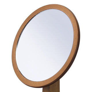 Sunvega 9.5 Inch Tall Walnut Finish Polyresin and Wood Pedestal Makeup Mirror