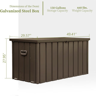 Sunvega 120 Gallon All-Weather Waterproof Lockable Outdoor Metal Storage Box with Wheels