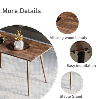 Sunvega Modern Minimalist MDF Wood Desktop with Black Metal Legs Small Dining Table