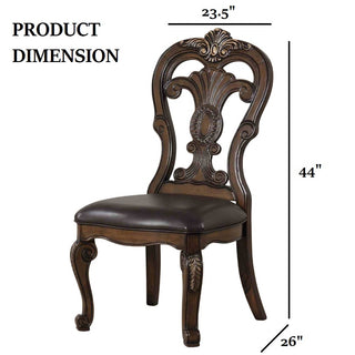Sunvega Traditional Dark Brown Solid Rubberwood Side Chairs with Ornate Corbels