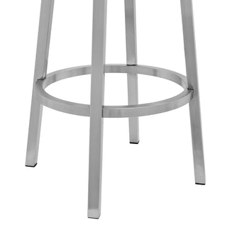 Sunvega Swivel Modern Metal and Gray Faux Leather Bar Counter Stool with Footrest