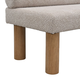 Sunvega Boucle Fabric Upholstered Dining Bench with Rubber Wood Legs 330 LBS Support