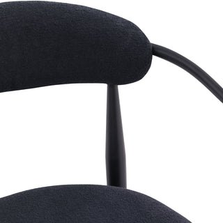 Sunvega Modern Upholstered Dining Chairs with Boucle Backrest and Black Metal Legs Set of 2