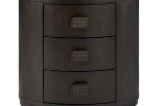 Sunvega Eucalyptus Veneer 3 Drawer Oval Nightstand with USB Charging Port