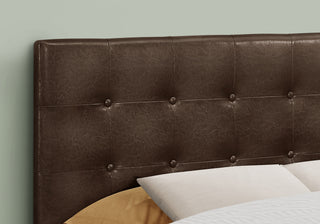 Sunvega Button Tufted Upholstered Brown Leather Look Headboard for Full Size Bed