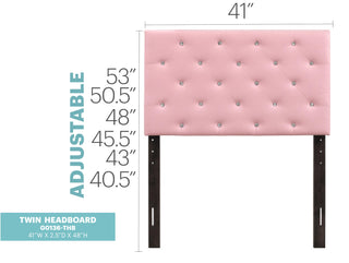 Sunvega Pink Faux Leather Tufted Panel Headboard with Adjustable Height