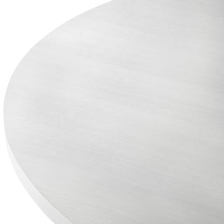 Sunvega Contemporary Round Dining Table with Trestle Base in White Finish