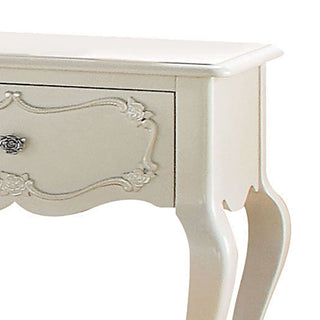 Sunvega Pearl White Nightstand with Scalloped Apron and Drawer Shelf