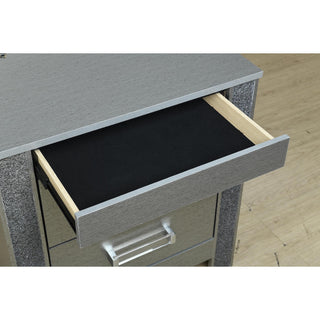 Sunvega Silver Nightstand with Spacious Drawers and Hidden Jewelry Compartment
