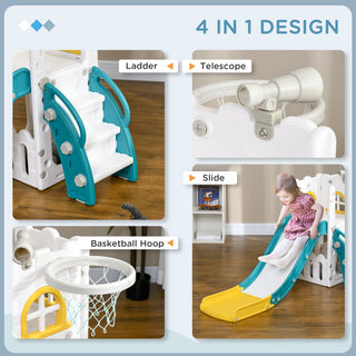 Sunvega 5-in-1 Indoor Toddler Slide Playset with Basketball Hoop and Climber