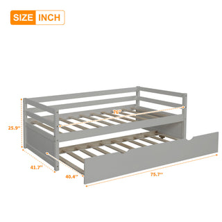 Sunvega Twin Size Daybed with Hideaway Trundle Bed and Sturdy Solid Wood Frame