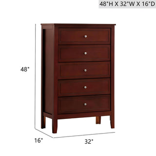 Sunvega Fully Assembled 6 Drawer Dresser with French Dovetail Wood Veneer Finish