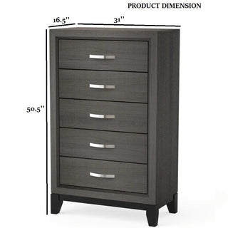 Sunvega Contemporary Gray Chest with Wooden Legs and Nickel Bar Pulls