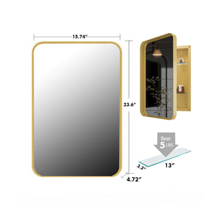 Sunvega Modern White Metal Framed Recessed Medicine Cabinet with Mirror and Storage