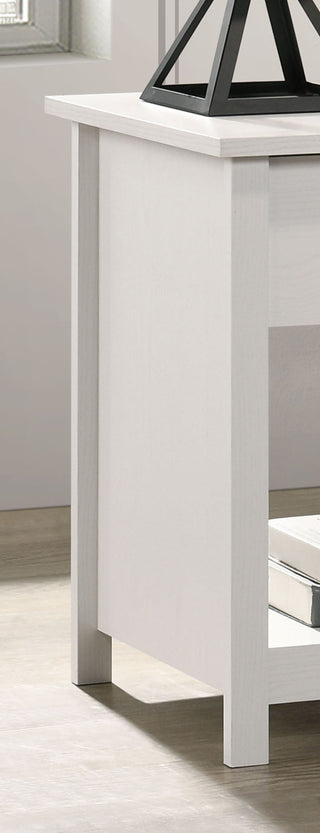 Sunvega White Nightstand with 1 Drawer and Open Lower Shelf for Bedroom