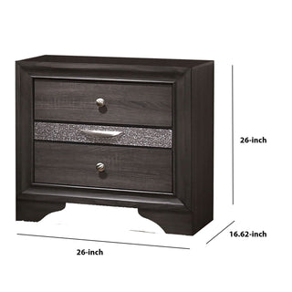 Sunvega Contemporary Gray Nightstand with 2 Drawers and Jewelry Storage