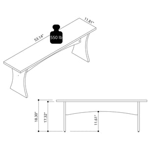 Sunvega Mid-Century Modern Dining Bench Set of 2 with Curved Silhouette