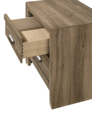 Sunvega Contemporary Light Brown Wood Nightstand with Two Storage Drawers