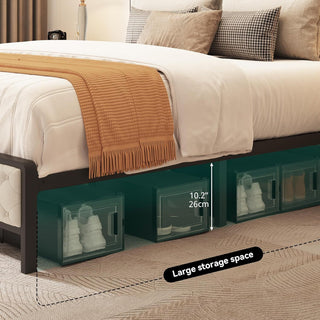 Sunvega Queen Size Bed Frame with Charging Station Storage Headboard and Footboard