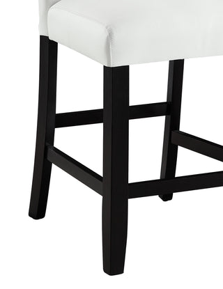 Sunvega White Synthetic Leather and Black Finish Counter Height Chair Set of 2