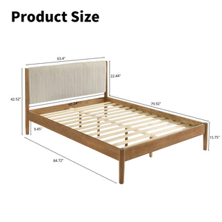 Sunvega 6-Piece Rubberwood Bedroom Set with Queen Bed Dresser Mirror Nightstands Chest