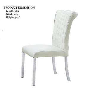 Sunvega Contemporary Gold and White Channel Tufted Back Dining Chair with O-Shaped Legs